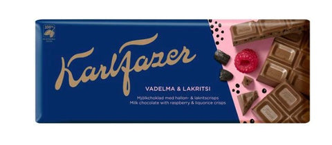 Fazer Milk Chocolate with Raspberry & Licorice Crisps, 200g