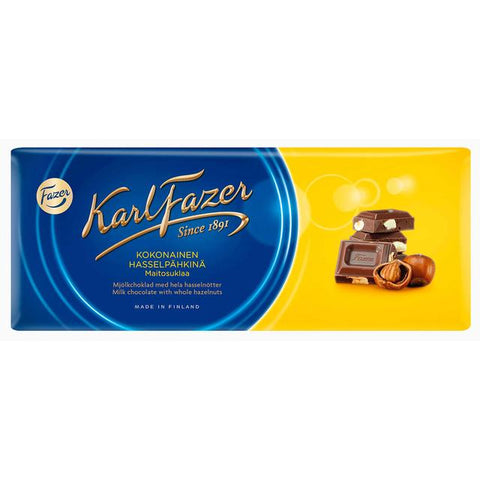 Fazer Milk Chocolate Bar with Whole Hazelnuts, 200g
