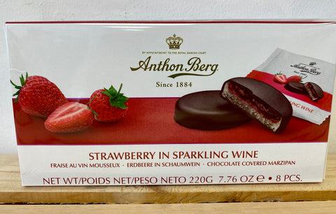 Anthon Berg Chocolate Covered Marzipan with Strawberry and Sparkling Wine, 220g