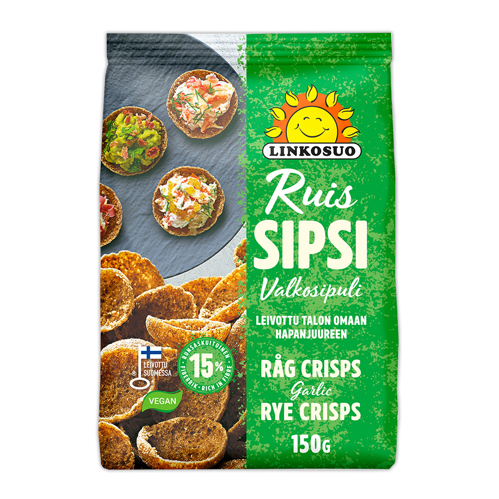 Linkosuo Garlic Rye Chips, 150g Case of 10 Viking Foods & Imports Inc.