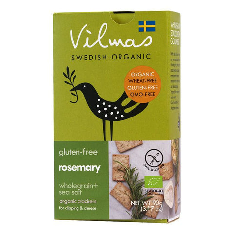 Vilmas Gluten-Free Rosemary Wholegrain+Sea Salt Organic Crackers, 90g