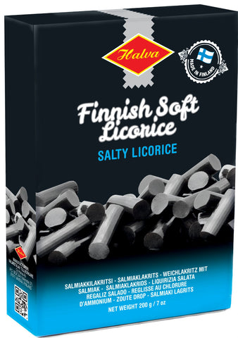 Halva Finnish Soft Licorice Salty, 200g - Case of 16