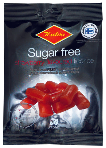 Halva Sugar Free Strawberry Flavoured Licorice Stevia-Free, 90g - Clearance