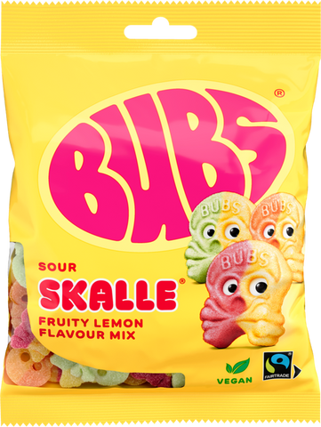 Bubs Sour Skull Fruity Lemon Flavour Mix candy, 90g