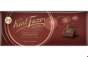 Fazer Dark Chocolate Bar, 47% Cocoa, 200g - Case of 22