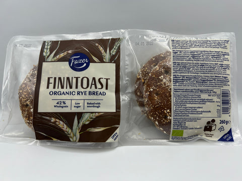 Fazer Finntoast Organic Rye Bread, 260g - Case of 14