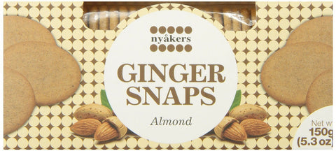 Nyåkers Ginger Snaps Almond, 150g - Case of 12