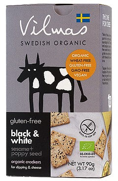 Vilmas Gluten-Free Vegan Black & White Sesame+Poppy Seed Organic Crackers, 90g