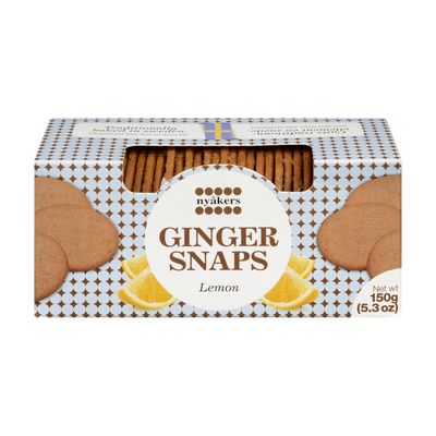 Nyåkers Ginger Snaps Lemon, 150g - Case of 12