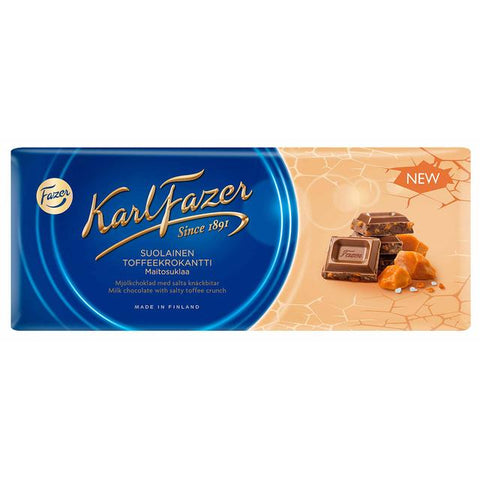 Fazer Milk Chocolate with Salty Toffee Crunch Bar, 180g